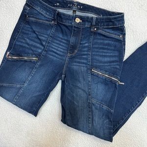 White House Black Market Skinny Ankle Denim Jeans w/Zip Pockets Size 10 Stretch